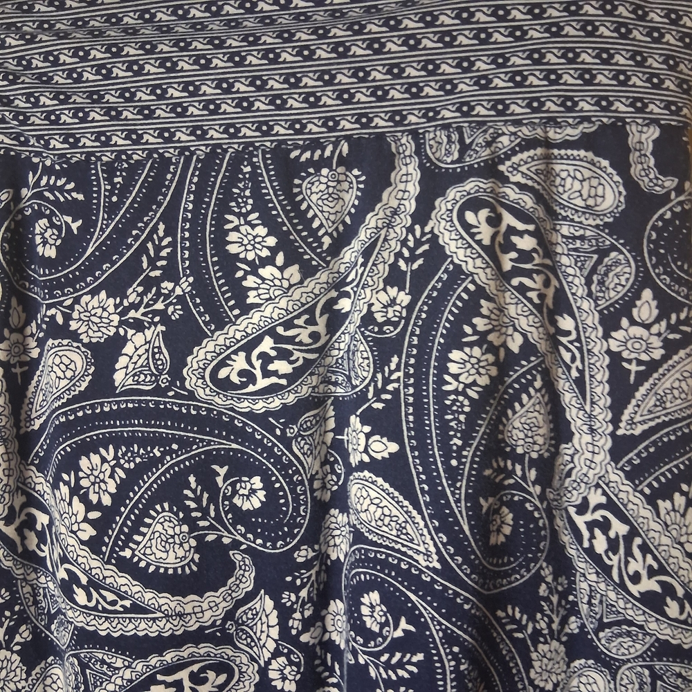 Elegant Navy Paisley A-Line Skirt - Picture 2 of 2